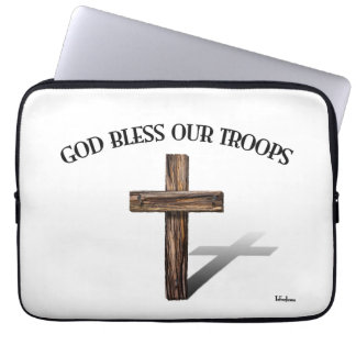 Capa Para Notebook Deus Abençoe Nossas Tropas com cruz robusta