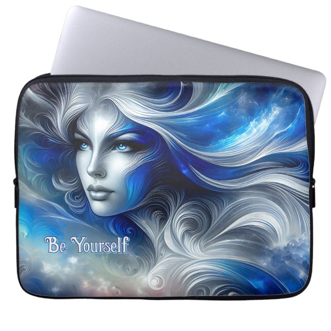 Capa Para Notebook Deusa Celestial White Blue Head Fevereiro - (Frente)