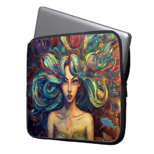 Capa Para Notebook Deusa do Mar das Sereias Ninfa Siren Arte Submarin