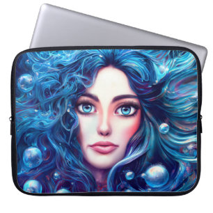 Capa Para Notebook Deusa Mermaid Sea Ninfh Siren Blue Underwater