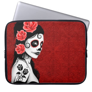 Capa Para Notebook Dia da menina inoperante do crânio do açúcar -