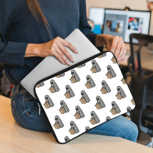 Capa Para Notebook Dia das Bruxas, Fantasma Cinza Fofo, Doce ou Trave