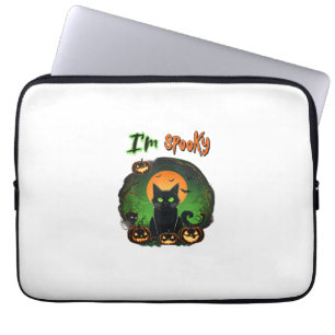 Capa Para Notebook Dia de as Bruxas engraçado Preto Gato Negro Pumpki