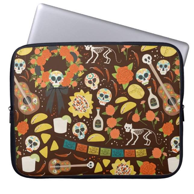 Capa Para Notebook Dia De Los Muertos - padrão perfeito - carro desen (Frente)