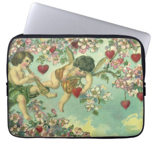 Capa Para Notebook Dia de os namorados Vitoriano Vintage Cupids Árvo