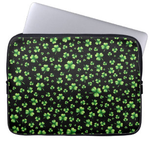 Capa Para Notebook Dia de São Patrício Aquarela Trevo em preto