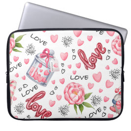 CAPA PARA NOTEBOOK DIA DOS NAMORADOS ROSA E BRANCO AMOR E CORAÇÕES