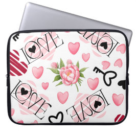 CAPA PARA NOTEBOOK DIA DOS NAMORADOS ROSA E BRANCO AMOR E CORAÇÕES