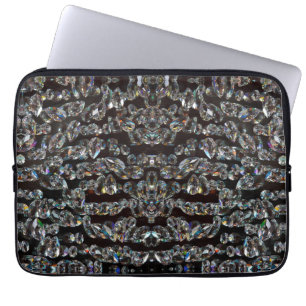 Capa Para Notebook Diamante padrão elegante rocha preta prateada