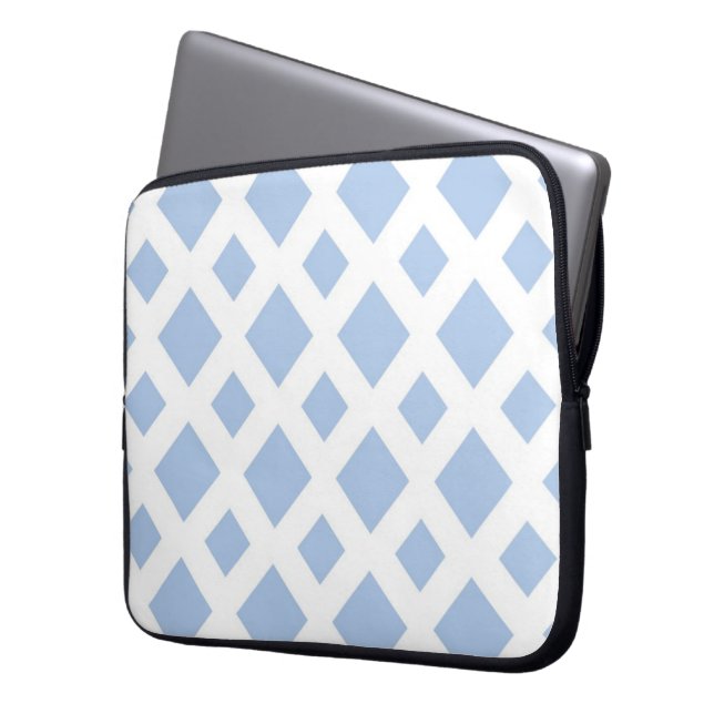 Capa Para Notebook Diamantes Azuis Claro em Branco (Frente Esquerda)