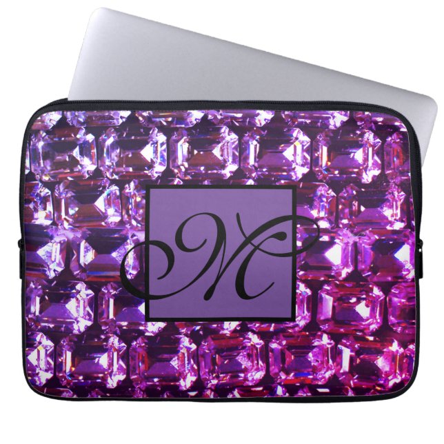 Capa Para Notebook Diamantes de pedra roxa Elegante (Frente)