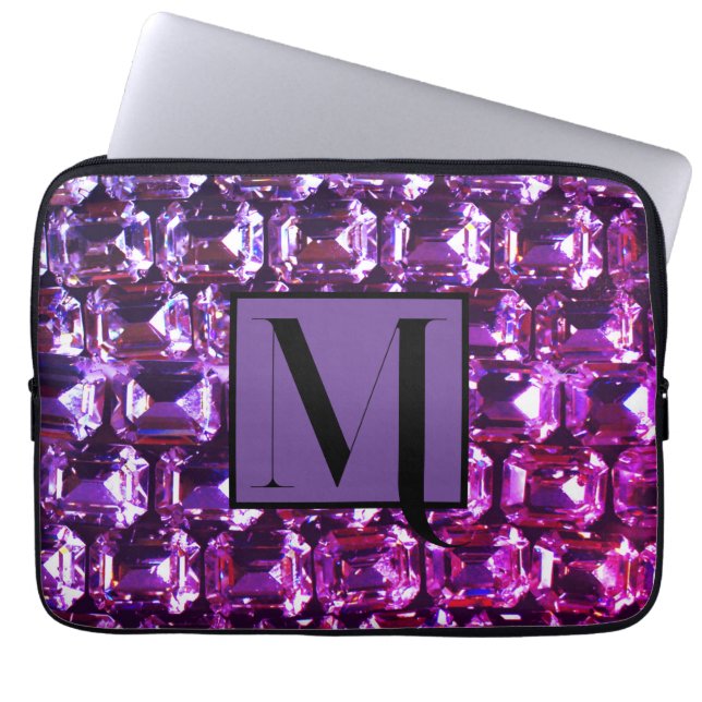 Capa Para Notebook Diamantes de pedra roxa Elegante (Frente)