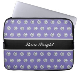 Capa Para Notebook Diamantes Elegantes em Laptop Azul Lavanda