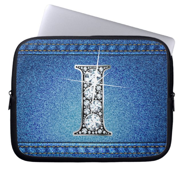 Capa Para Notebook "Diamond" Denim Stitting Eletrônicos Bag (Frente)