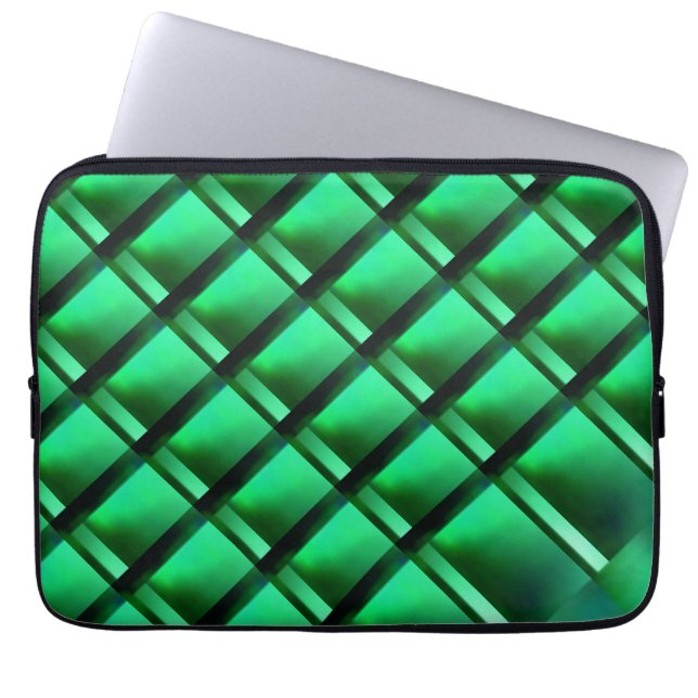 Capa Para Notebook Diferente verde, formas com ilusão luminosa (Frente)