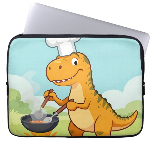 Capa Para Notebook Dinosaur Chef Cooking Funny (Frente)