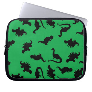 Capa Para Notebook Dinossauro Silhouettes em Padrões de Fundo Verde