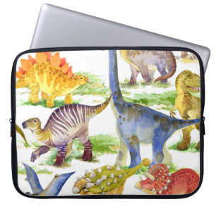 Capa Para Notebook Dinossauros Cachorros Arte Sem Costura