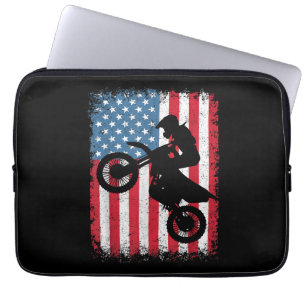 Capa Para Notebook Dirt Bike American Flag Motocross Biker Men