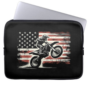 Capa Para Notebook Dirt Bike American Flag Motocross Biker Vintage EU