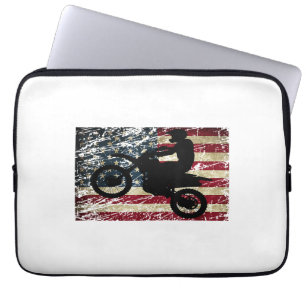 Capa Para Notebook Dirt Bike USA Flag T-Shirt Motocross American Flag