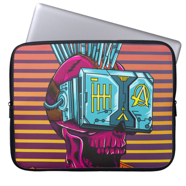 Capa Para Notebook Disquete Cyberpunk de Realidade Virtual CyberSkull (Frente)
