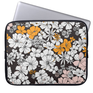 Capa Para Notebook Ditsy Floral: Fundo Escuro Colorido.