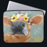 Capa Para Notebook Diversão da fazenda - Vaca com Coroa Flor<br><div class="desc">Diversão fazenda II de Jade Reynolds. Possui uma vaca marrom vestindo uma coroa de flores.</div>