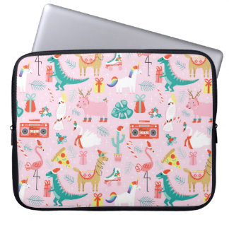 Capa Para Notebook Diversão de Natal: Padrão Invisível De Animais.