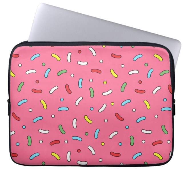 Capa Para Notebook Diversão Padrão de Confeitos Rosa (Frente)