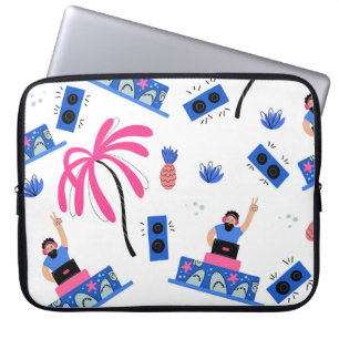 Capa Para Notebook DJ alegre, padrão de praia tropical.