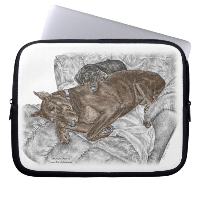 Capa Para Notebook Doberman Dog e Puppy (Frente)