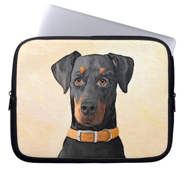 Capa Para Notebook Doberman Pinscher Pintura Original Descortada (Frente)