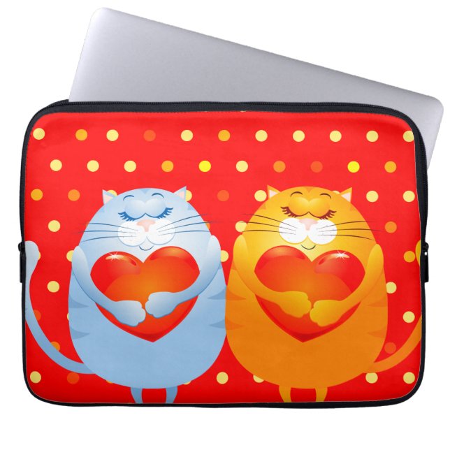 Capa Para Notebook Doce gato apaixonado, bolsa de laptop (Frente)