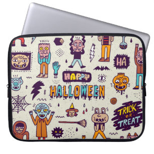 Capa Para Notebook Dodles de Halloween, desenho de desenho animado.