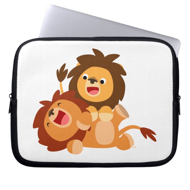 Capa Para Notebook Dois Bons Leões de Cartoon de Cartoon, Laptop (Frente)