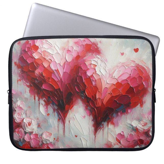 Capa Para Notebook Dois Corações Abstrato de Pintura de Namorados (Frente)