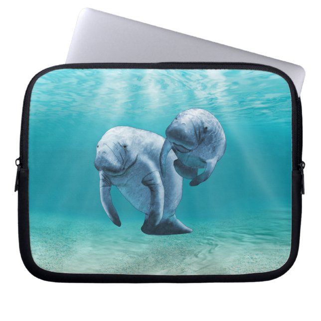 Capa Para Notebook Dois peixes-boi que nadam (Frente)