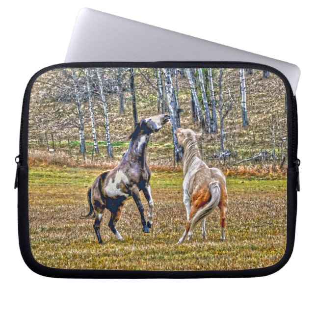 Capa Para Notebook Dois Pinto Pintor Cavalos de Equina Design (Frente)