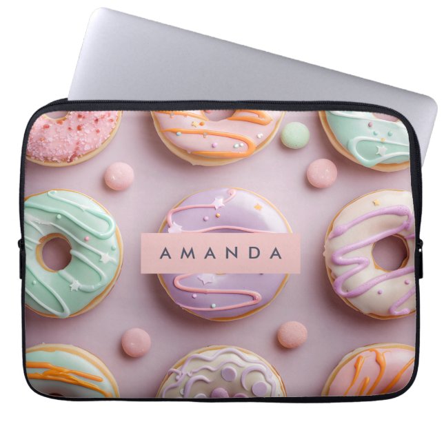 Capa Para Notebook Donut & Macaron Pastel Caprichoso Personalizado (Frente)