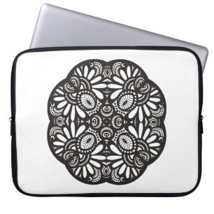 Capa Para Notebook Doodle bonito do quadrado preto de Deco