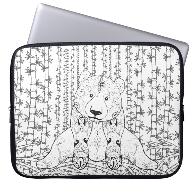 Capa Para Notebook Doodle de bambu da panda (Frente)
