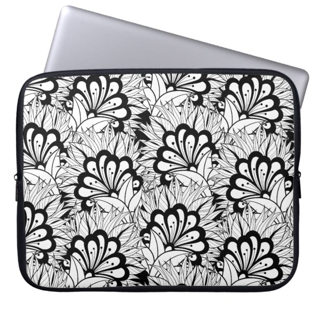 Capa Para Notebook Doodle do teste padrão de flor (Frente)