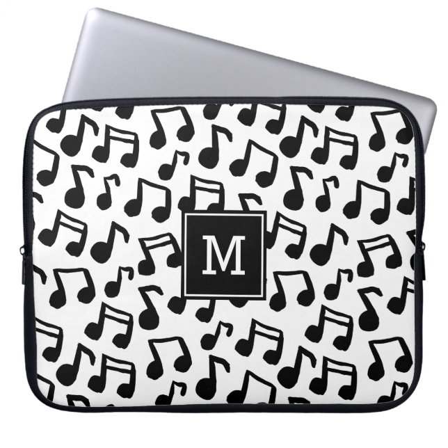 Capa Para Notebook Doodle Music anota monograma personalizado (Frente)