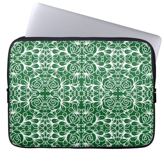 Capa Para Notebook Doodleroses verdes (Frente)