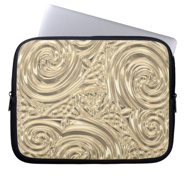 Capa Para Notebook Dourada elegante art nouveau abstrato (Frente)