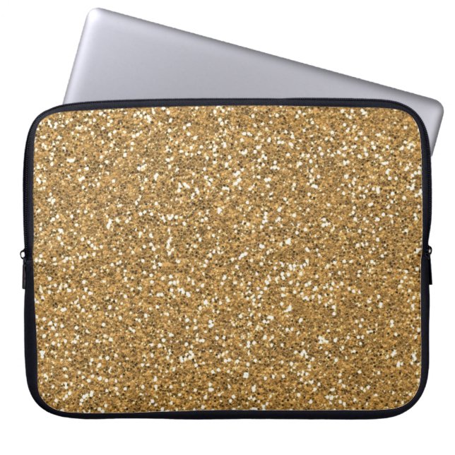 Capa Para Notebook Dourada Glam Faux Glitter (Frente)