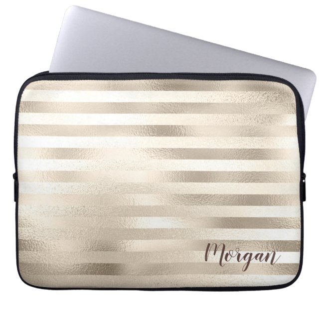 Capa Para Notebook Douradas faixas, nome ou monograma (Frente)