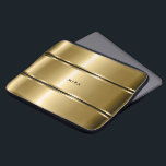 Capa Para Notebook Douradas Metálicas Negras e Brilhantes<br><div class="desc">O elegante ouro geométrico tona aço inoxidável com destaque para listras pretas. Monograma opcional.</div>