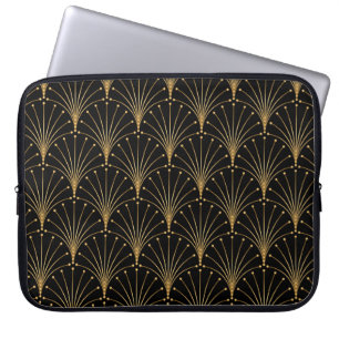 Capa Para Notebook Dourado e preto. Contexto luxuoso